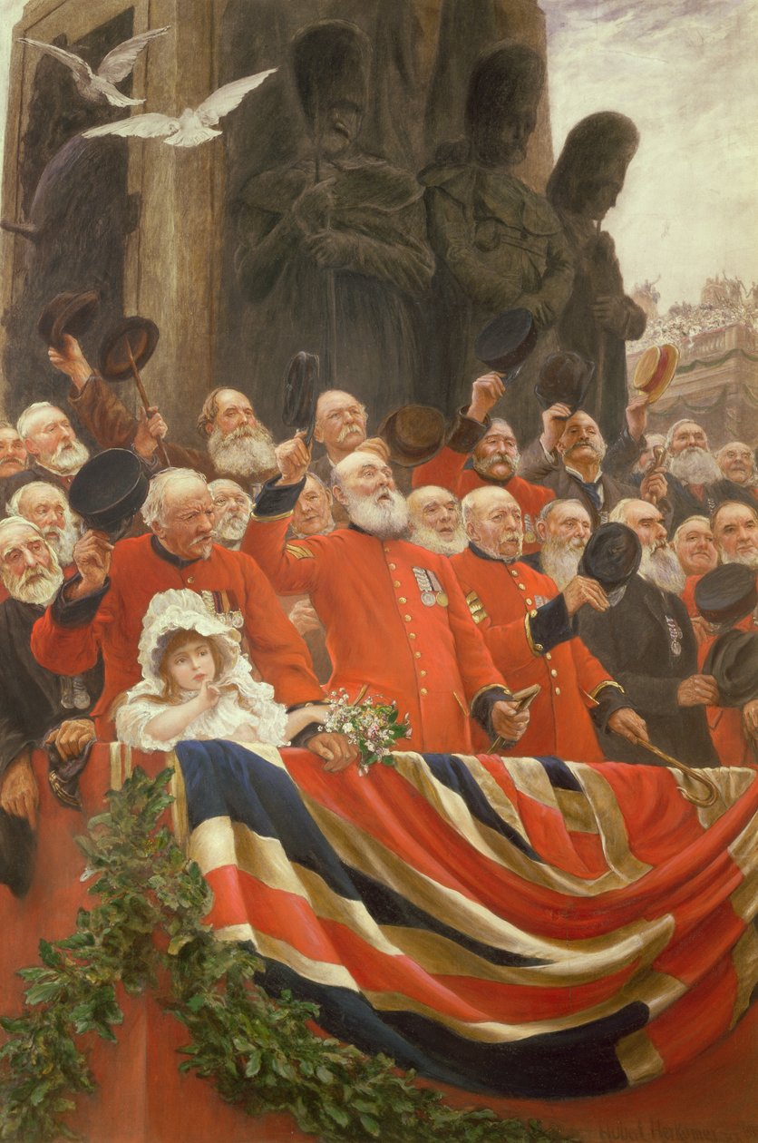 O elogio dos guardas, 1898 (wc e guache sobre a fotogravura) de Hubert von Herkomer
