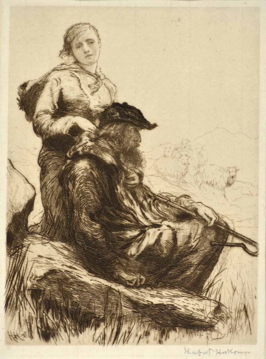 O pastor e sua filha, c.1879 (gravura) de Hubert von Herkomer