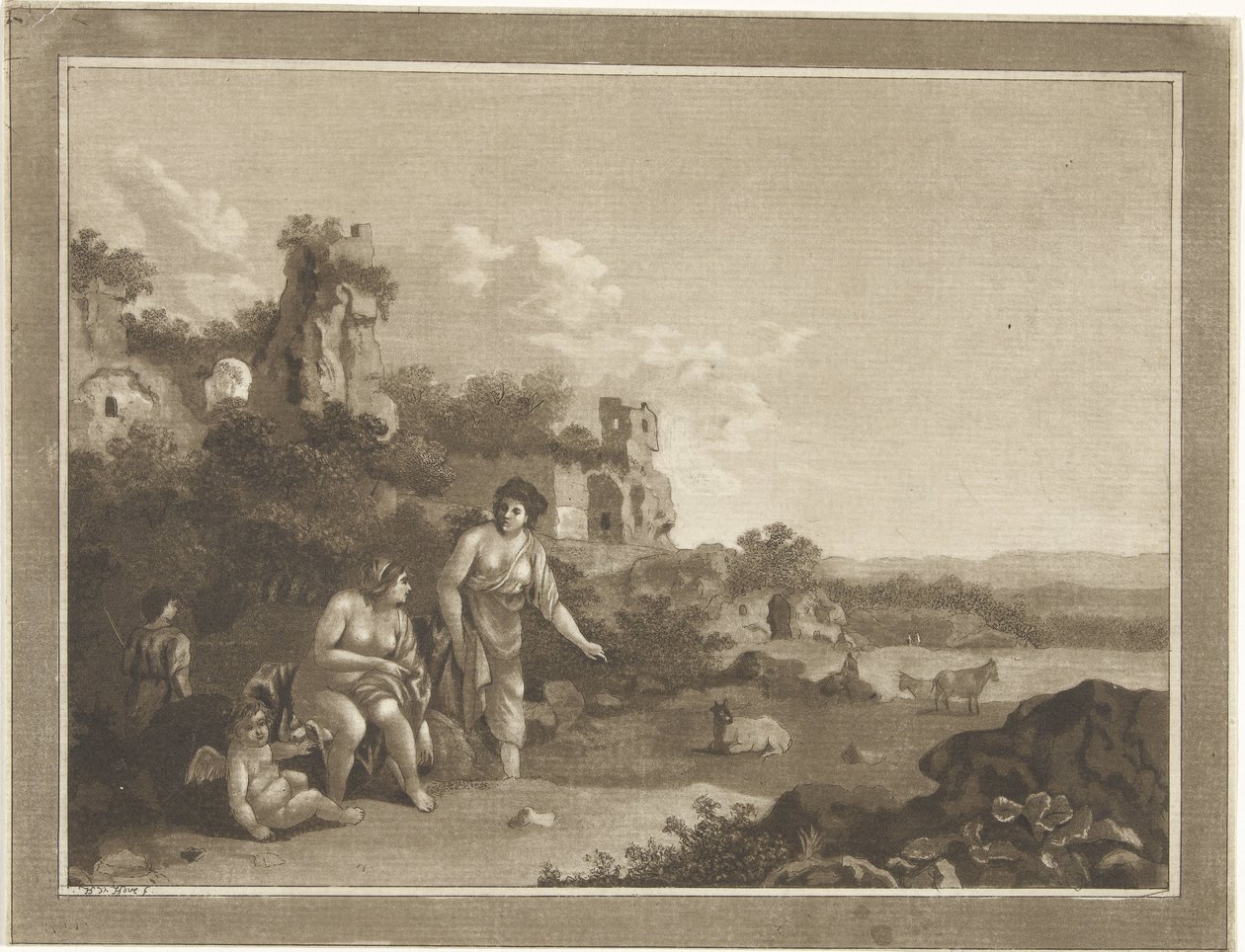Paisagem com ninfas de Hubertus van Hove