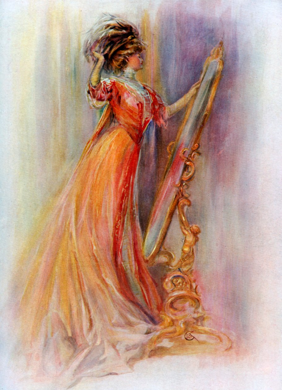 Mulher se admirando no espelho, 1908-1909. de Hubner and Wilson