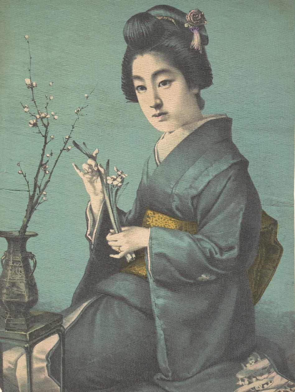 Menina com flores de ameixa, ca. 1900 de Hugechi
