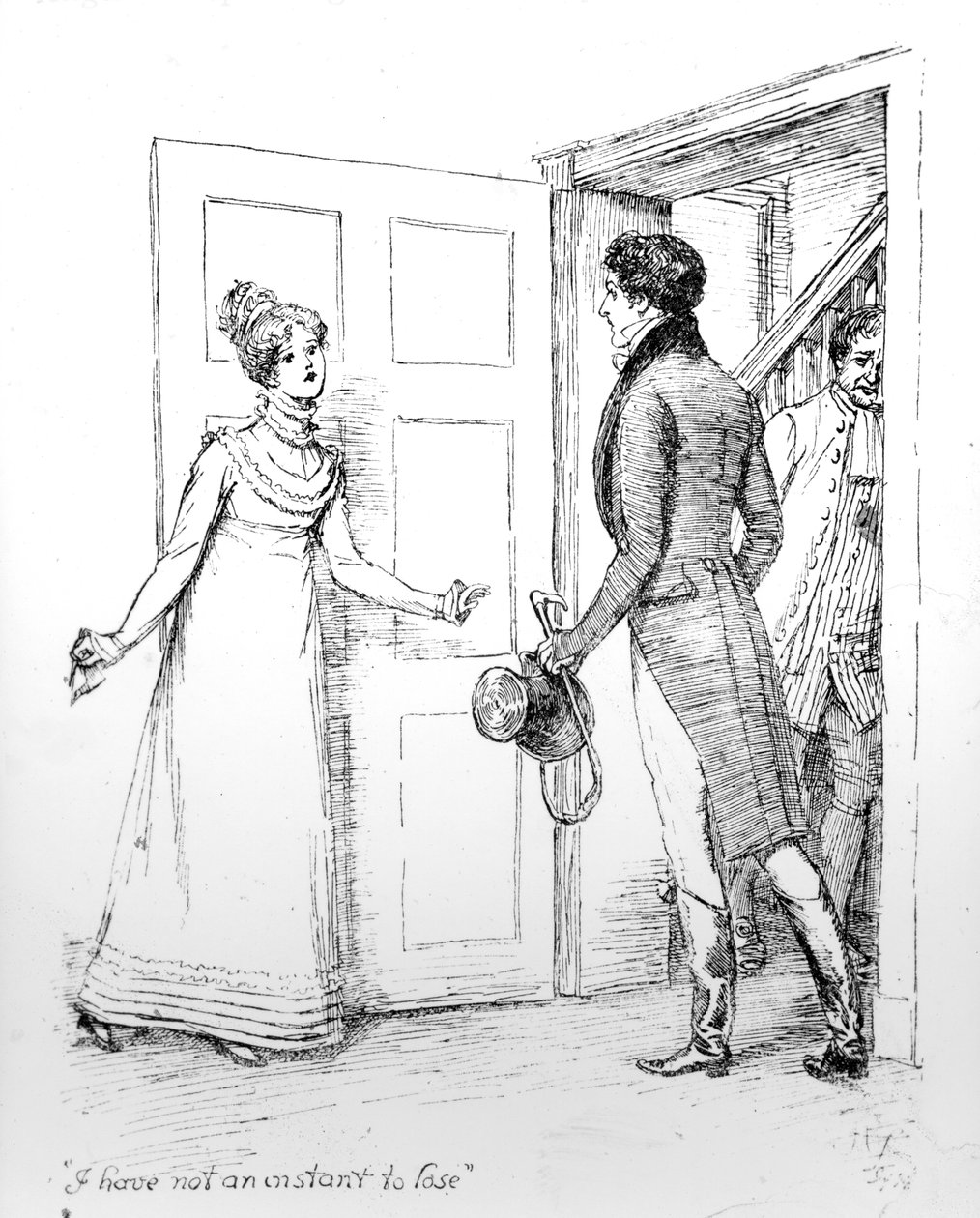 &39;Não tenho um instante a perder&39;, ilustração de &39;Pride und Prejudice&39; de Jane Austen, edição publicada em 1894 de Hugh Thomson