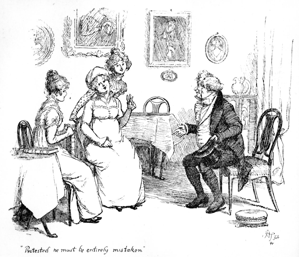 &39;Protestado ele deve estar totalmente enganado&39;, ilustração para &39;Orgulho e Preconceito&39; de Jane Austen, edição publicada em 1894 de Hugh Thomson