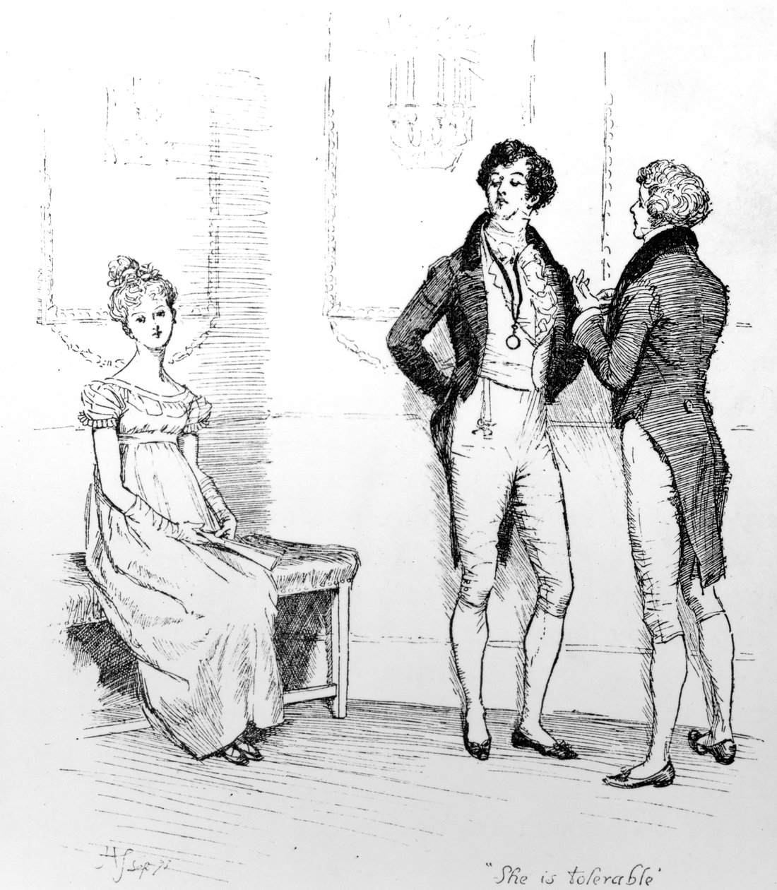 &39;Ela é tolerável&39;, ilustração de &39;Pride und Prejudice&39; de Jane Austen, edição publicada em 1894 de Hugh Thomson