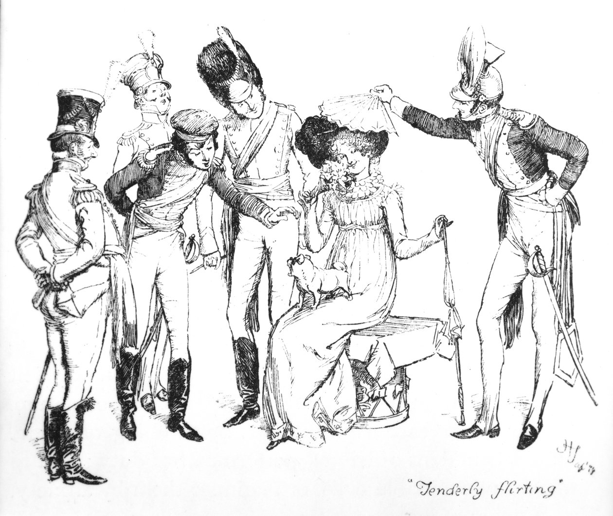 &39;Ternamente flertando&39;, ilustração de &39;Pride und Prejudice&39; de Jane Austen, edição publicada em 1894 de Hugh Thomson