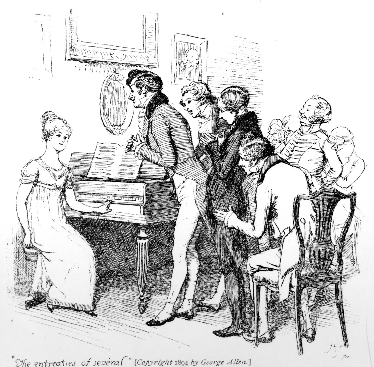 &39;As súplicas de vários&39;, ilustração de &39;Pride und Prejudice&39; por Jane Austen, edição publicada em 1894 de Hugh Thomson