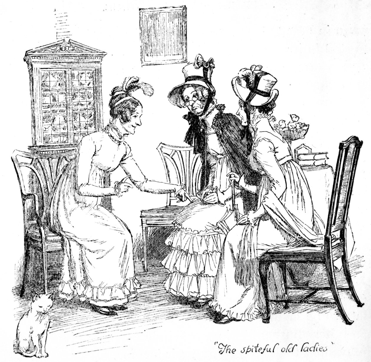 &39;The spiteful old ladies&39;, ilustração de &39;Pride und Prejudice&39; de Jane Austen, edição publicada em 1894 de Hugh Thomson