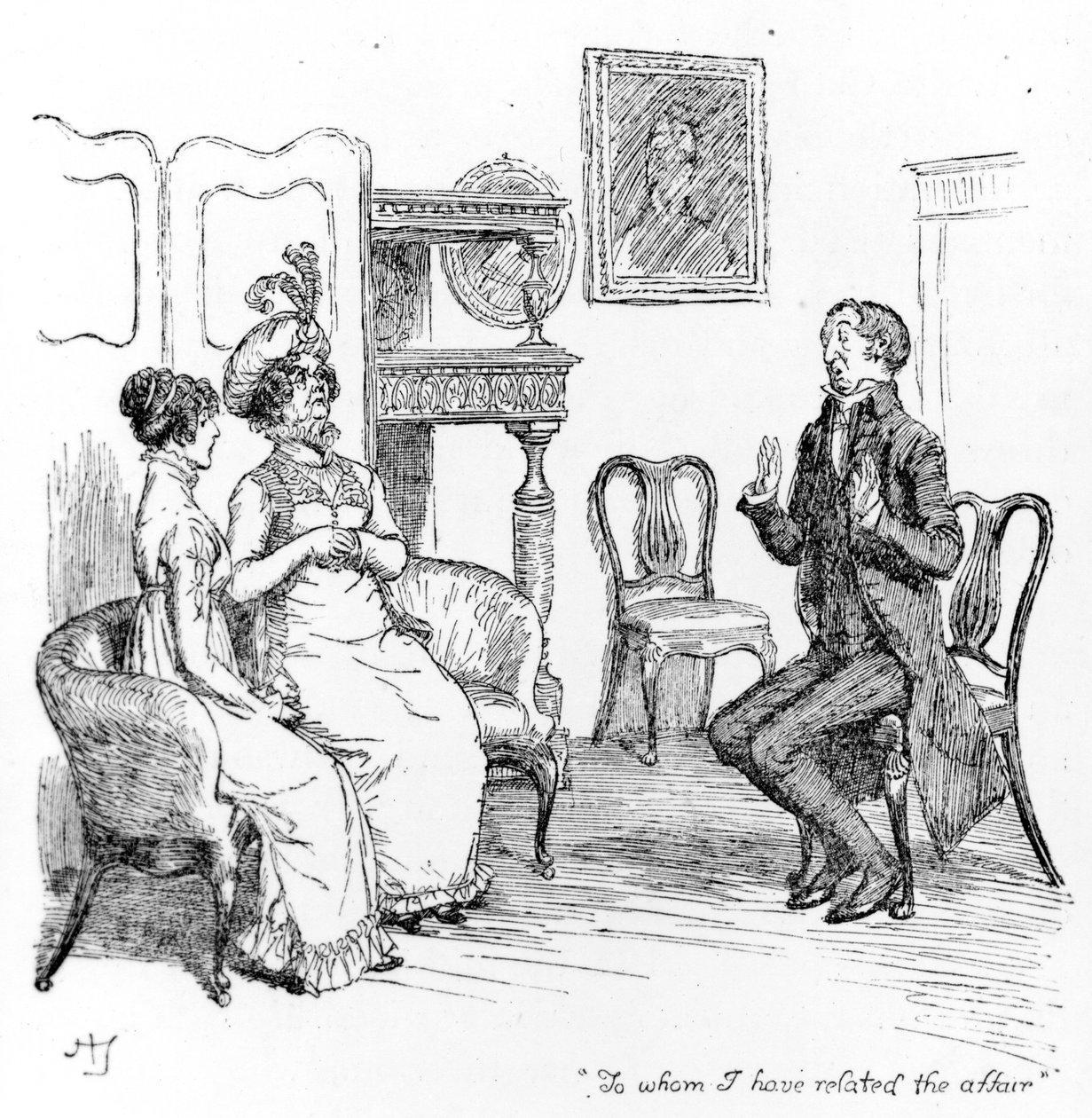 "A quem eu relatei o caso", ilustração de "Orgulho e Preconceito", de Jane Austen, edição publicada em 1894 de Hugh Thomson
