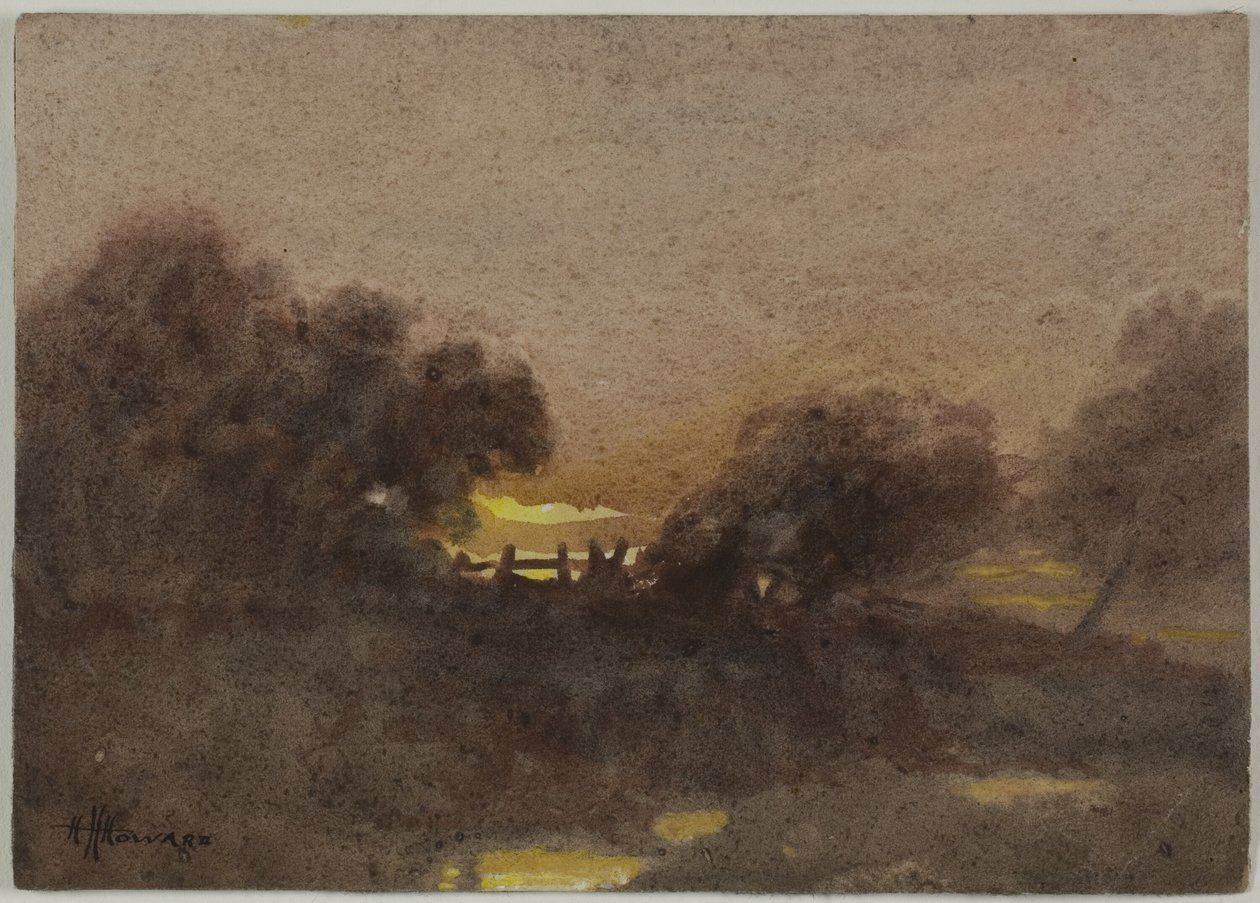 Paisagem com portão ao pôr do sol de Hugh Huntington Howard