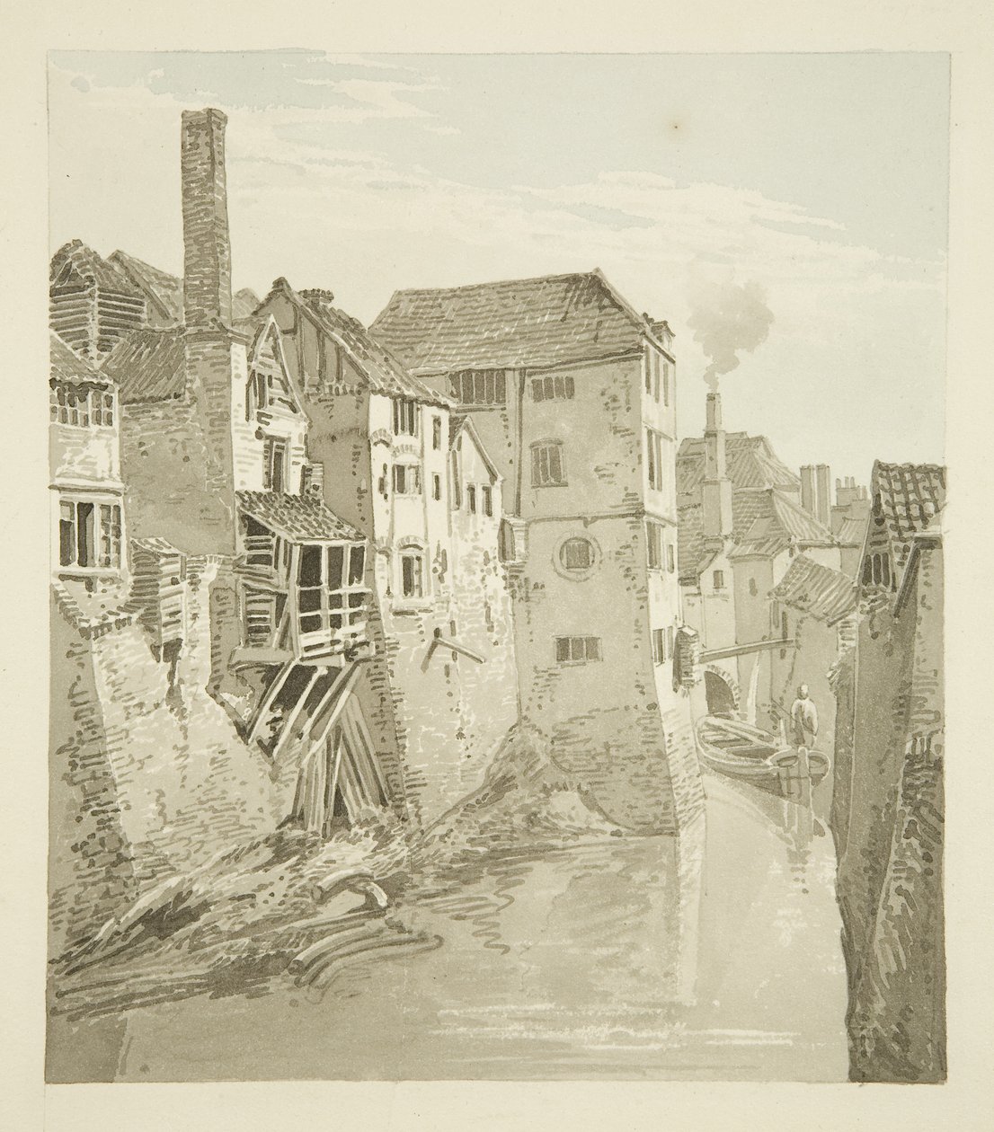 Castelo Ditch e Wall da Queen&39;s Bridge, City Wall à esquerda, 1820 de Hugh ONeill
