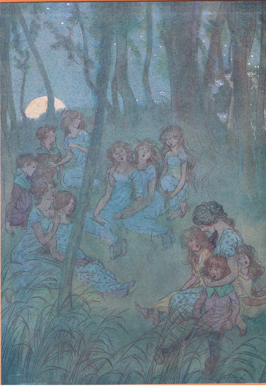 E as fadas prado noite, olha você cantar, ilustração de The Merry Wives of Windsor, 1910 de Hugh Thomson