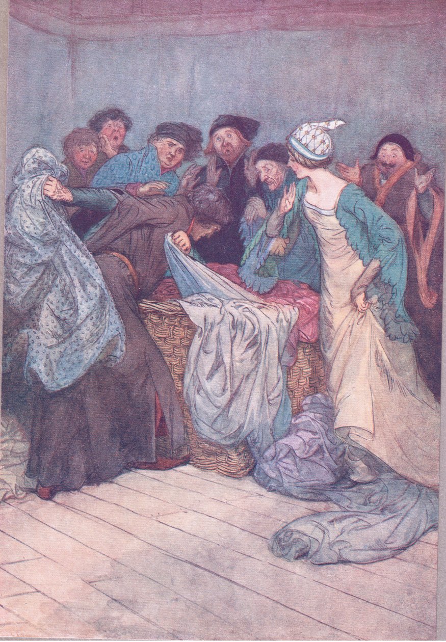 Você não está envergonhado Deixe a roupa em paz, ilustração de The Merry Wives of Windsor, 1910 de Hugh Thomson
