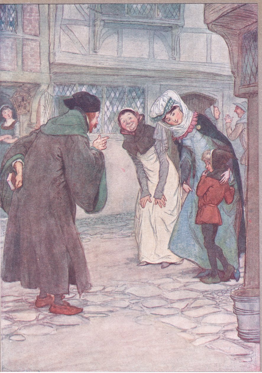 Vamos lá sirrah-responda ao seu mestre, não tenha medo, ilustração de The Merry Wives of Windsor, 1910 de Hugh Thomson