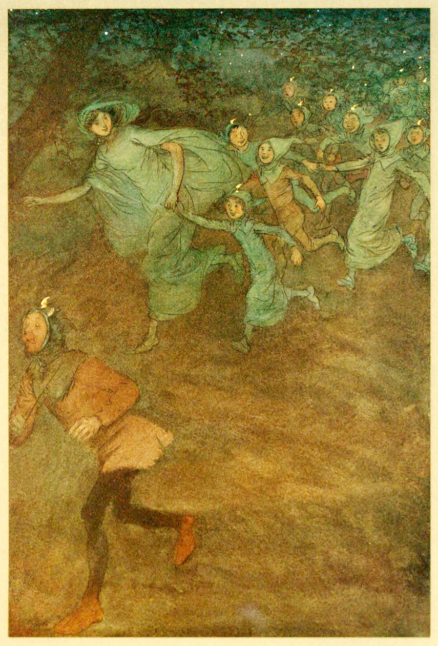Entram Sir Hugh Evans, Anne Page e outros, de The Merry Wives of Windsor, 1910. de Hugh Thomson