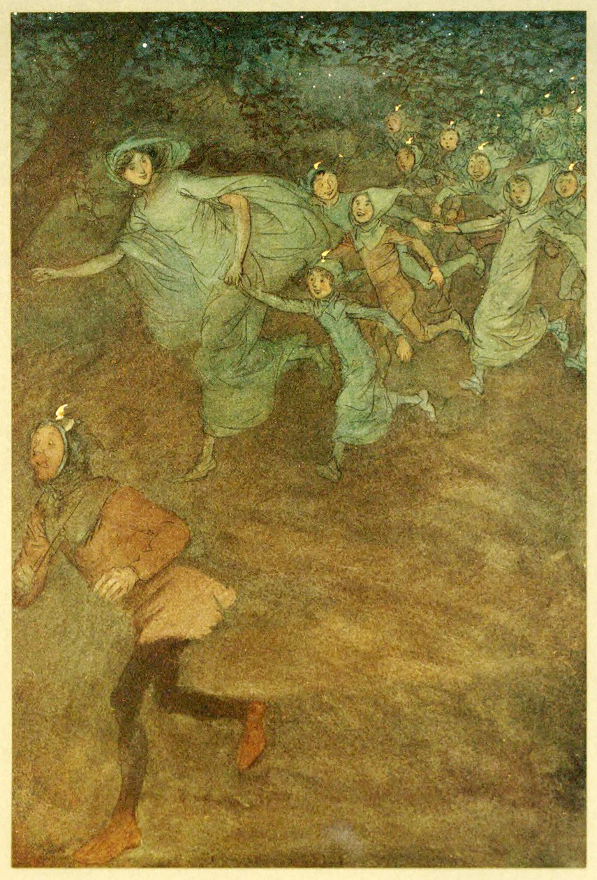 Digite Sir Hugh Evans, Anne Page e outros, de The Merry Wives of Windsor, pub. 1910 de Hugh Thomson