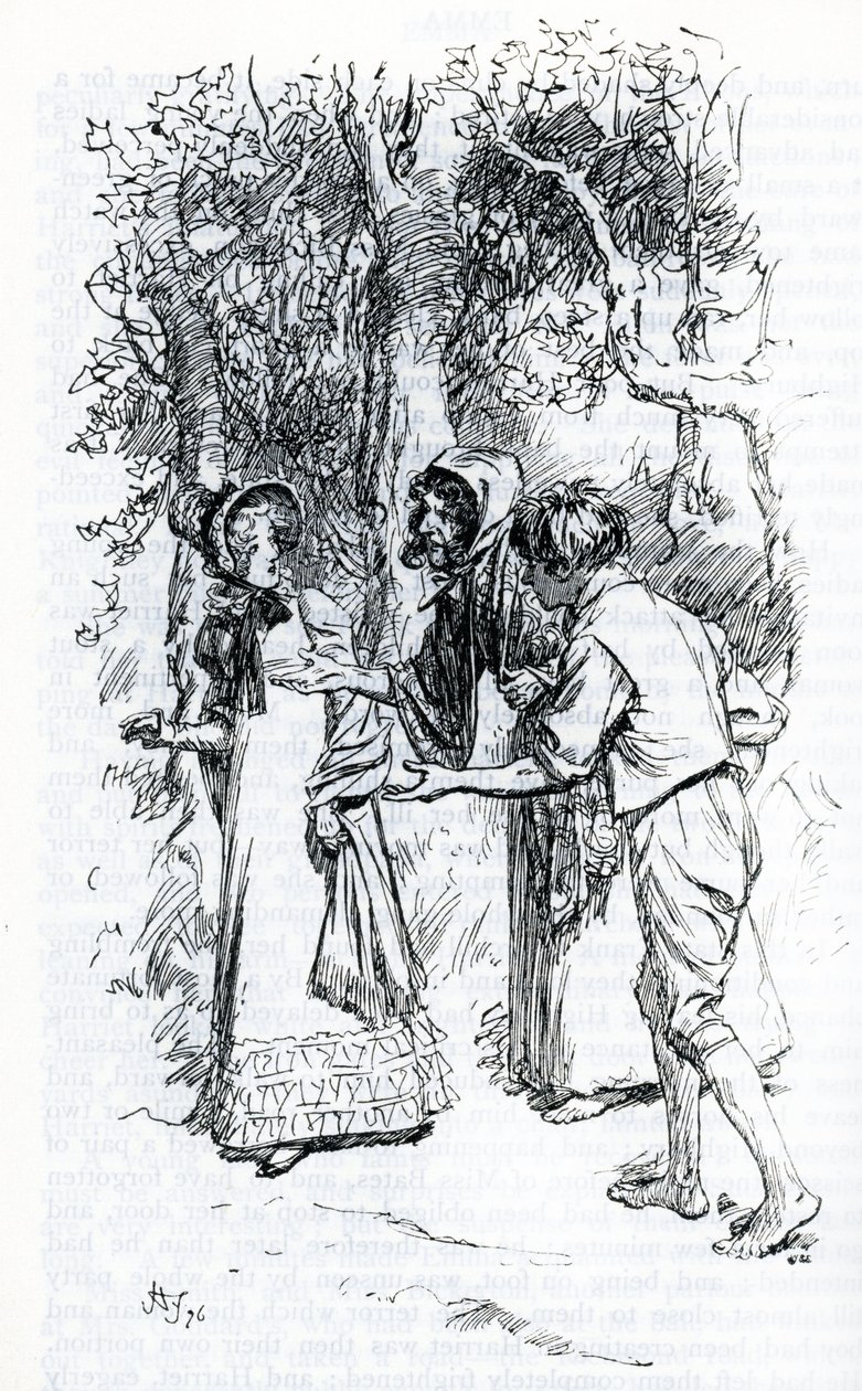 "Harriet, atacada por ciganos" (ilustração) de Hugh Thomson