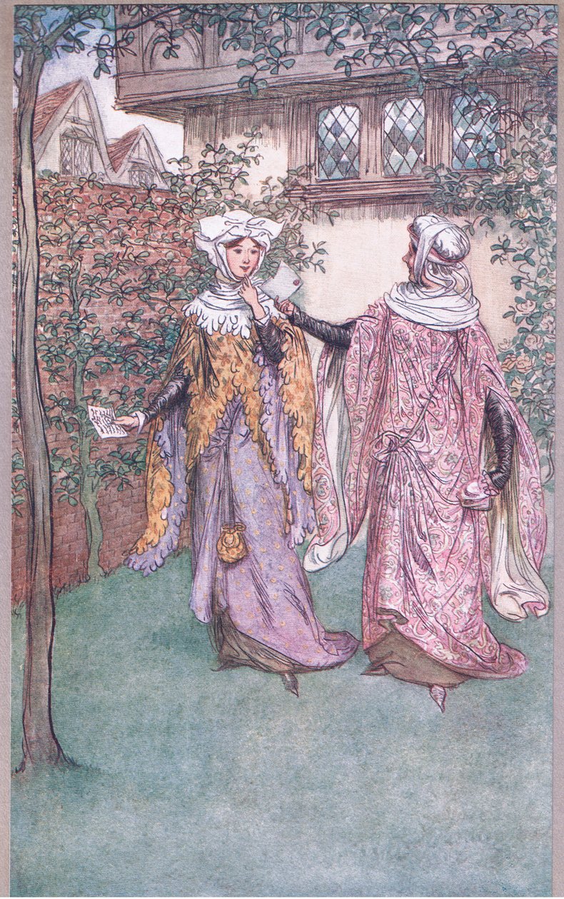 Heres o irmão gêmeo da tua carta, ilustração de The Merry Wives of Windsor, 1910 de Hugh Thomson