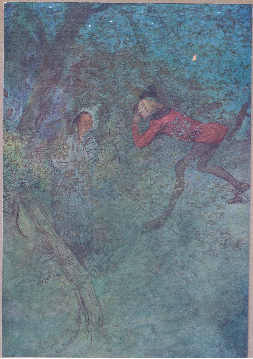 Fui até ela e chorei mamãe e ela chorou Orçamento, ilustração de The Merry Wives of Windsor, 1910 de Hugh Thomson