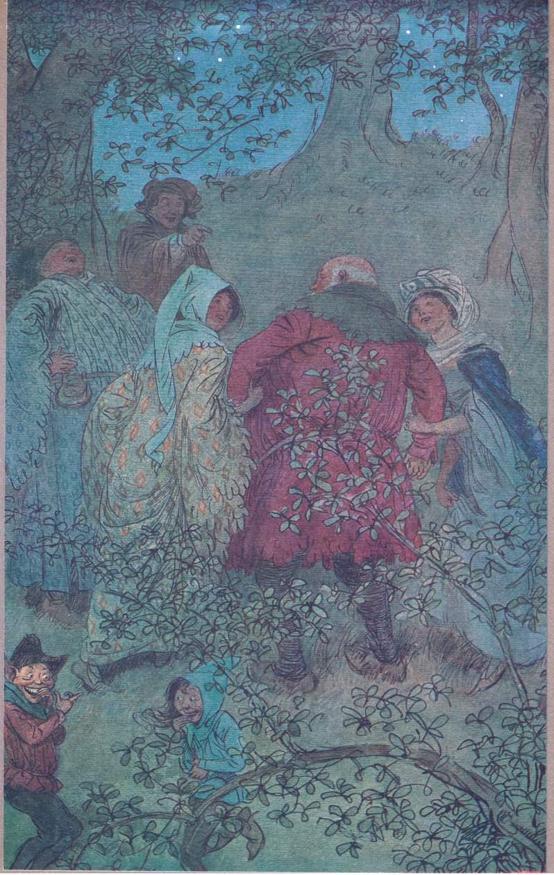 Agora, bom senhor John, como vive suas esposas de Windsor, ilustração de The Merry Wives of Windsor, 1910 de Hugh Thomson