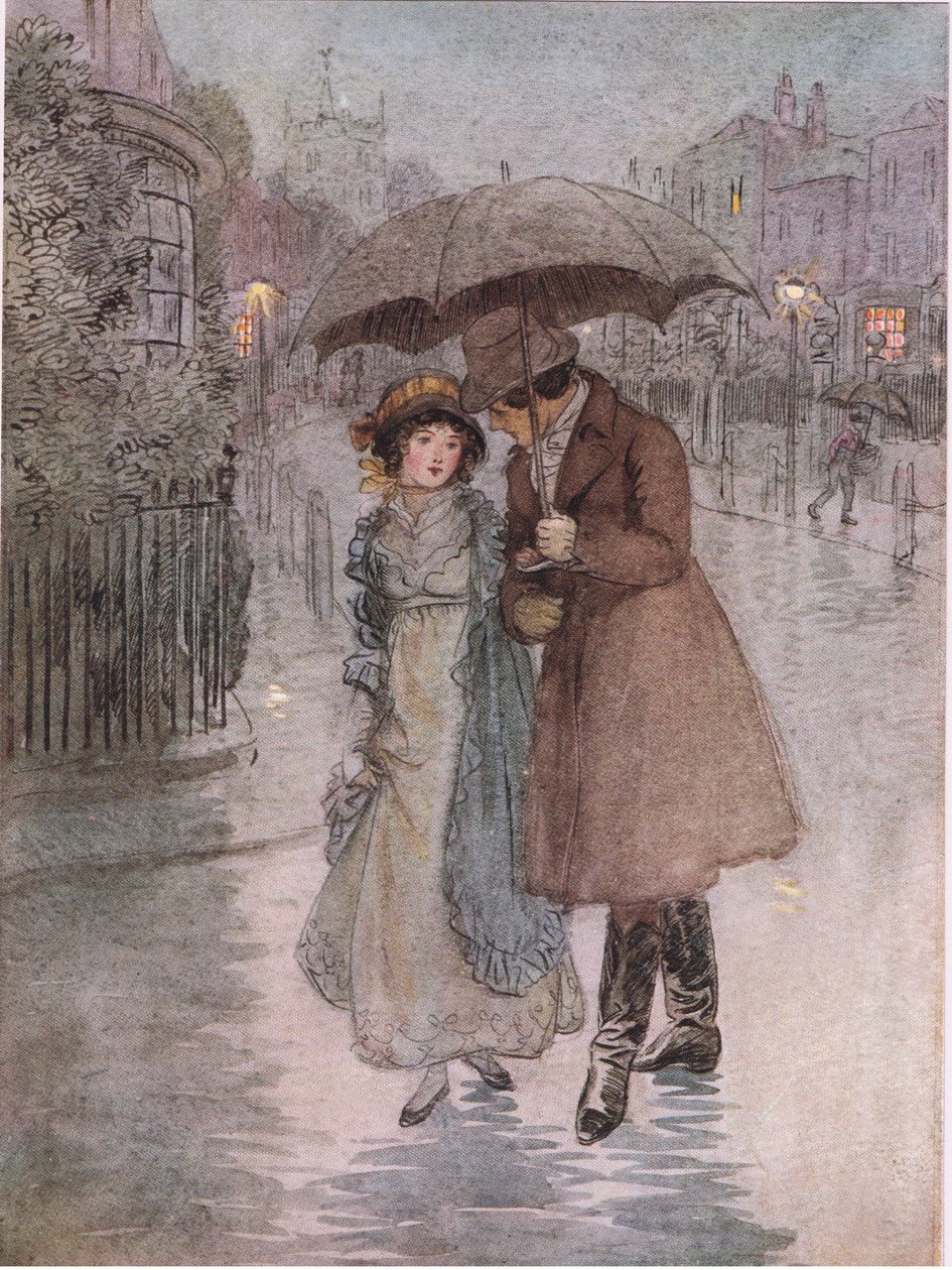 Phoebe: "Estava chovendo, e meu rosto estava molhado. (litho) de Hugh Thomson