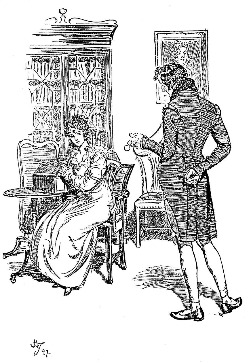 Cena da persuasão de Jane Austens, 1897 de Hugh Thomson