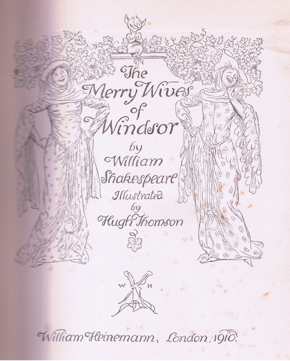 Design de página de título, ilustração de The Merry Wives of Windsor, 1910 de Hugh Thomson