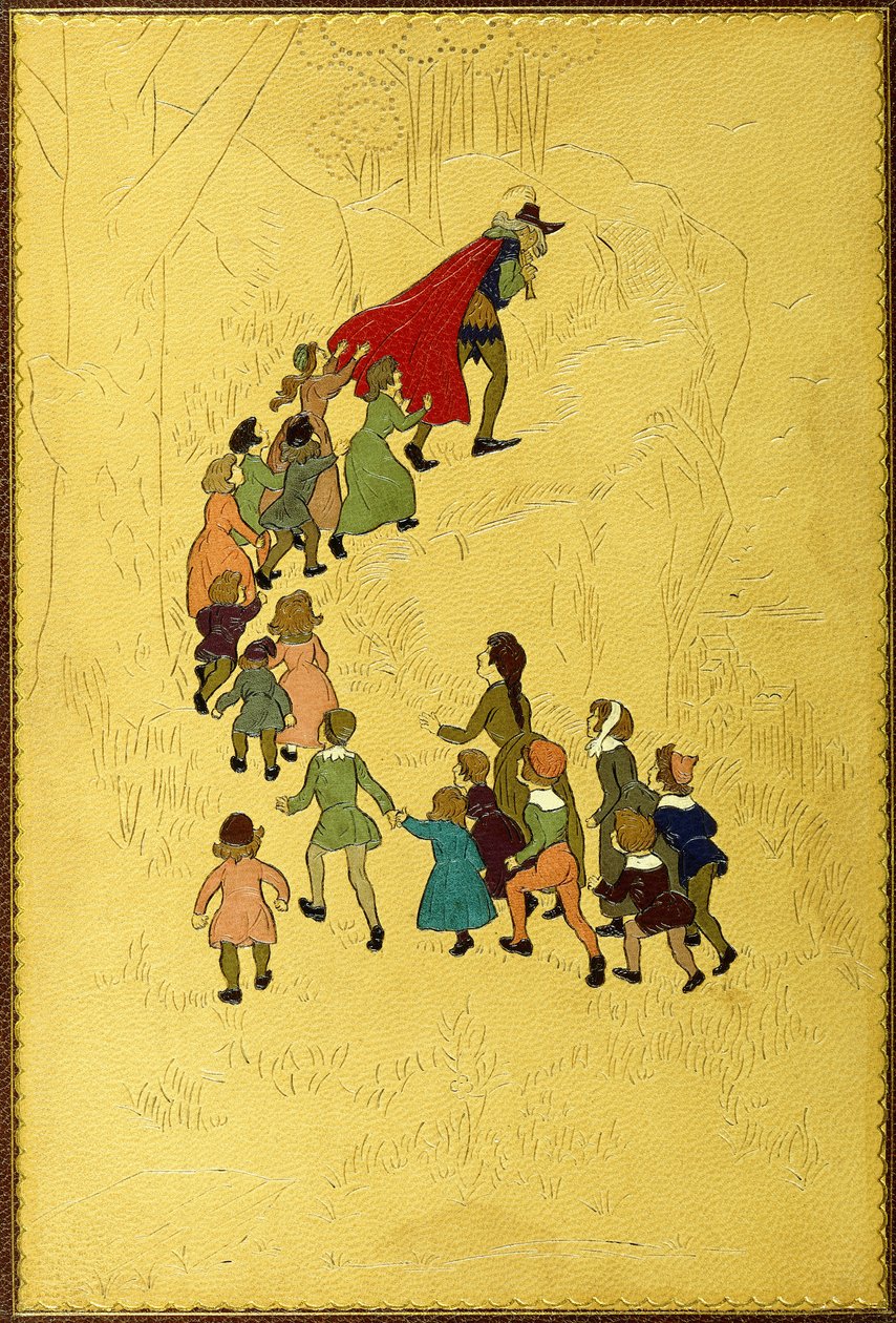 Capa superior, com uma ilustração do Piper seguida por crianças, 1893 de Hugh Thomson