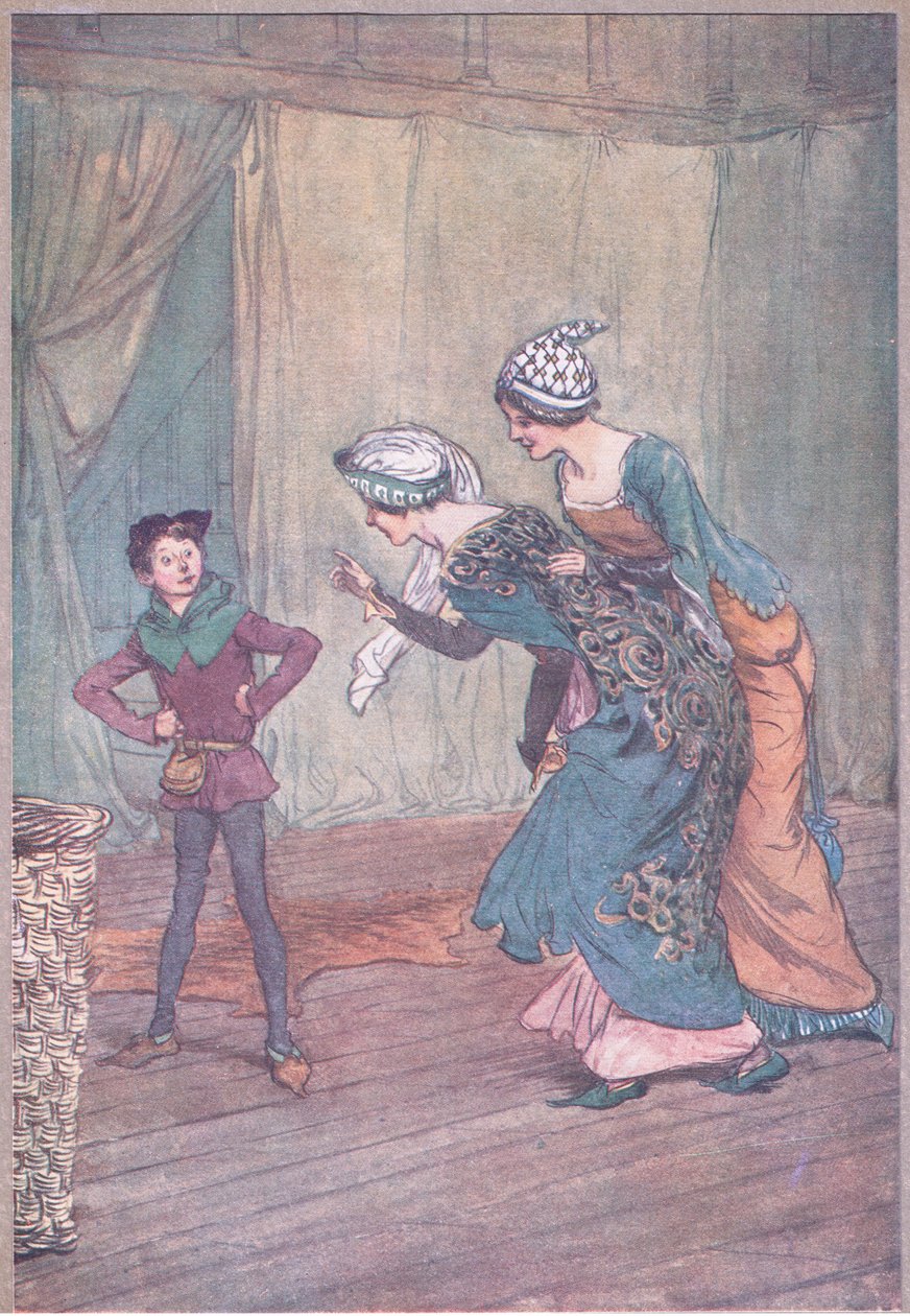 "Seu pequeno Jack-A-Lent, tens sido fiel a nós?", ilustração de "As Feliz Esposas de Windsor". de Hugh Thomson