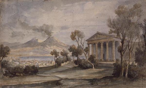 PD.255-1985 A Villa Saliceti, Nápoles abaixo e o Monte Vesúvio na distância de Hugh William Williams