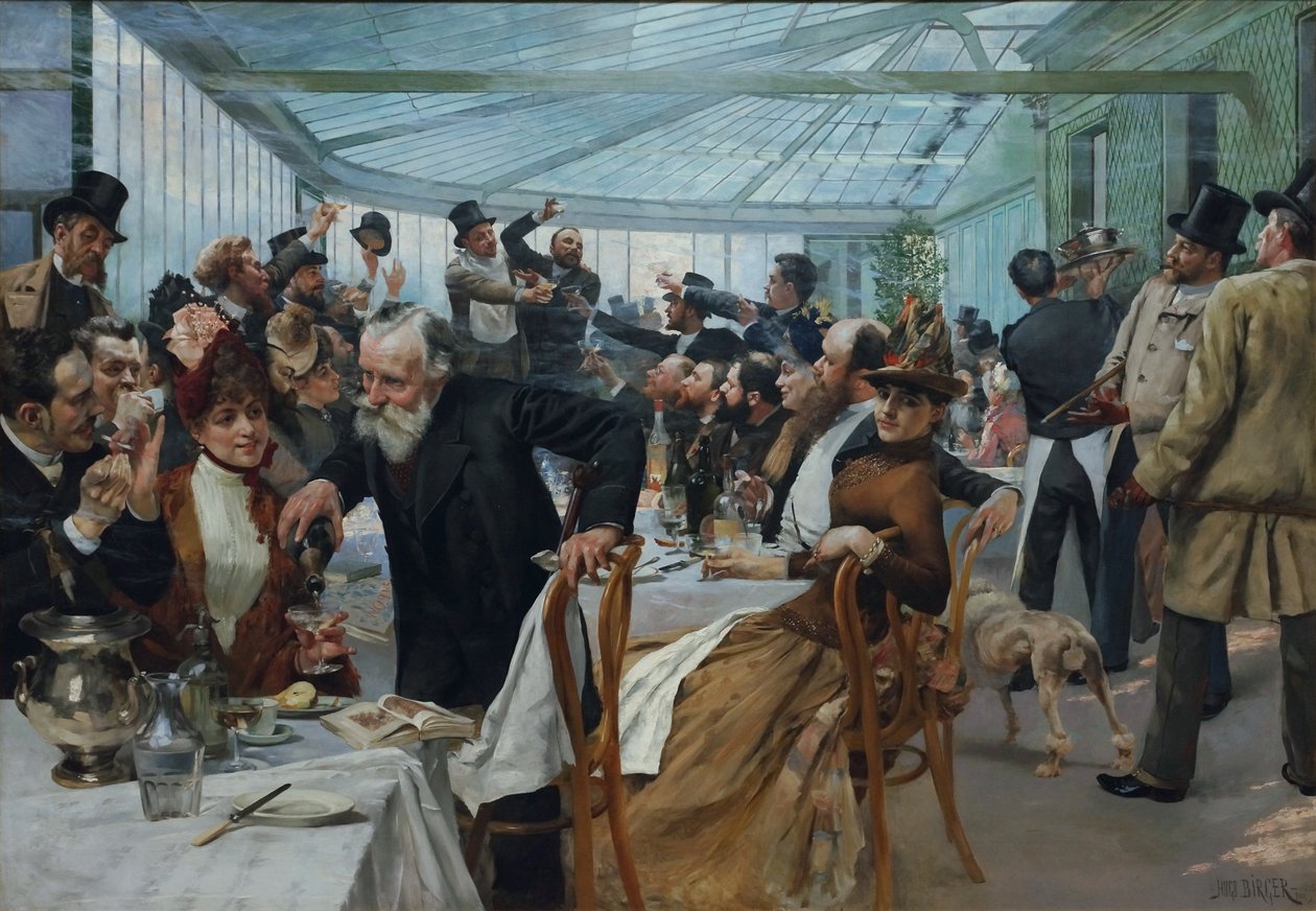 Almoço do artista escandinavo no Cafe Ledoyen no dia do envernizamento, 1886 de Hugo Birger