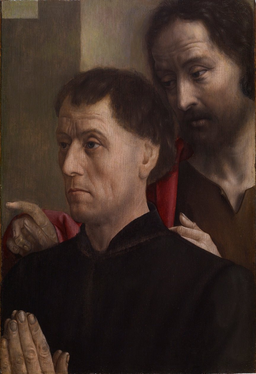 Retrato de um homem em oração com São João Batista de Hugo van der Goes