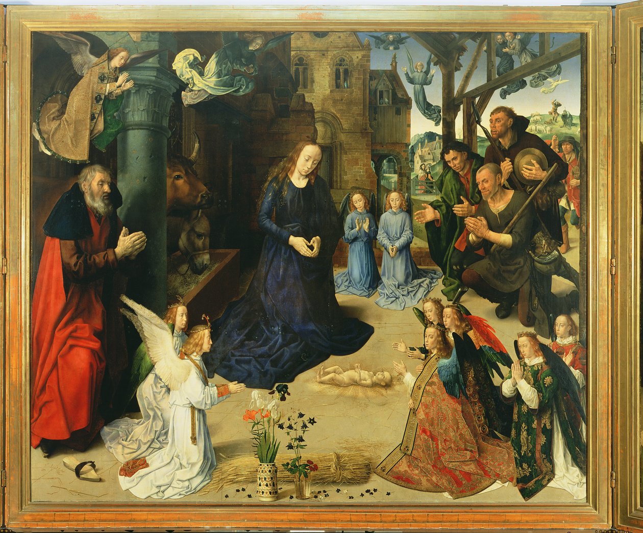 Christ Child Adored by Angels, Painel Central do Retábulo de Portinari, c.1479 de Hugo van der Goes
