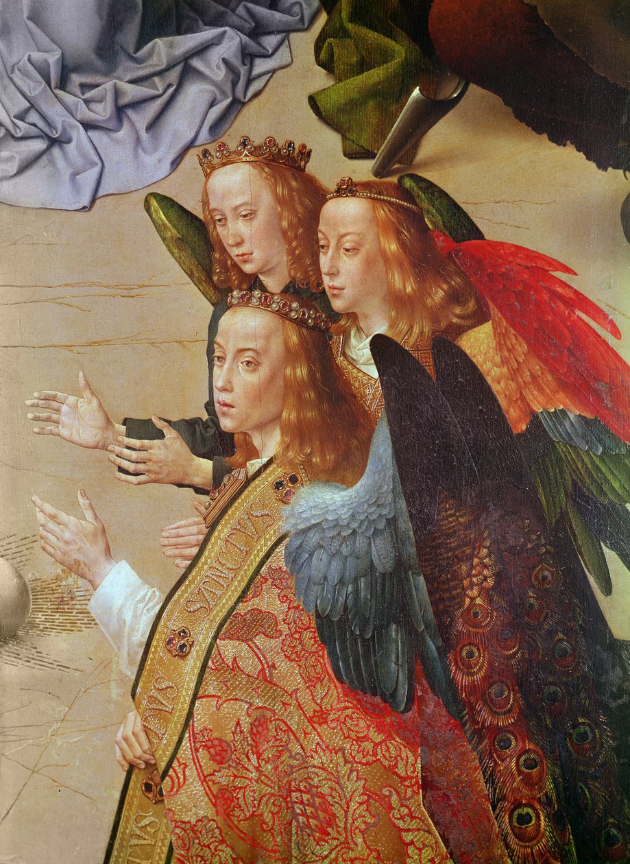 Retábulo de Portinari, painel central (detalhe dos anjos do lado direito), c.1479 de Hugo van der Goes