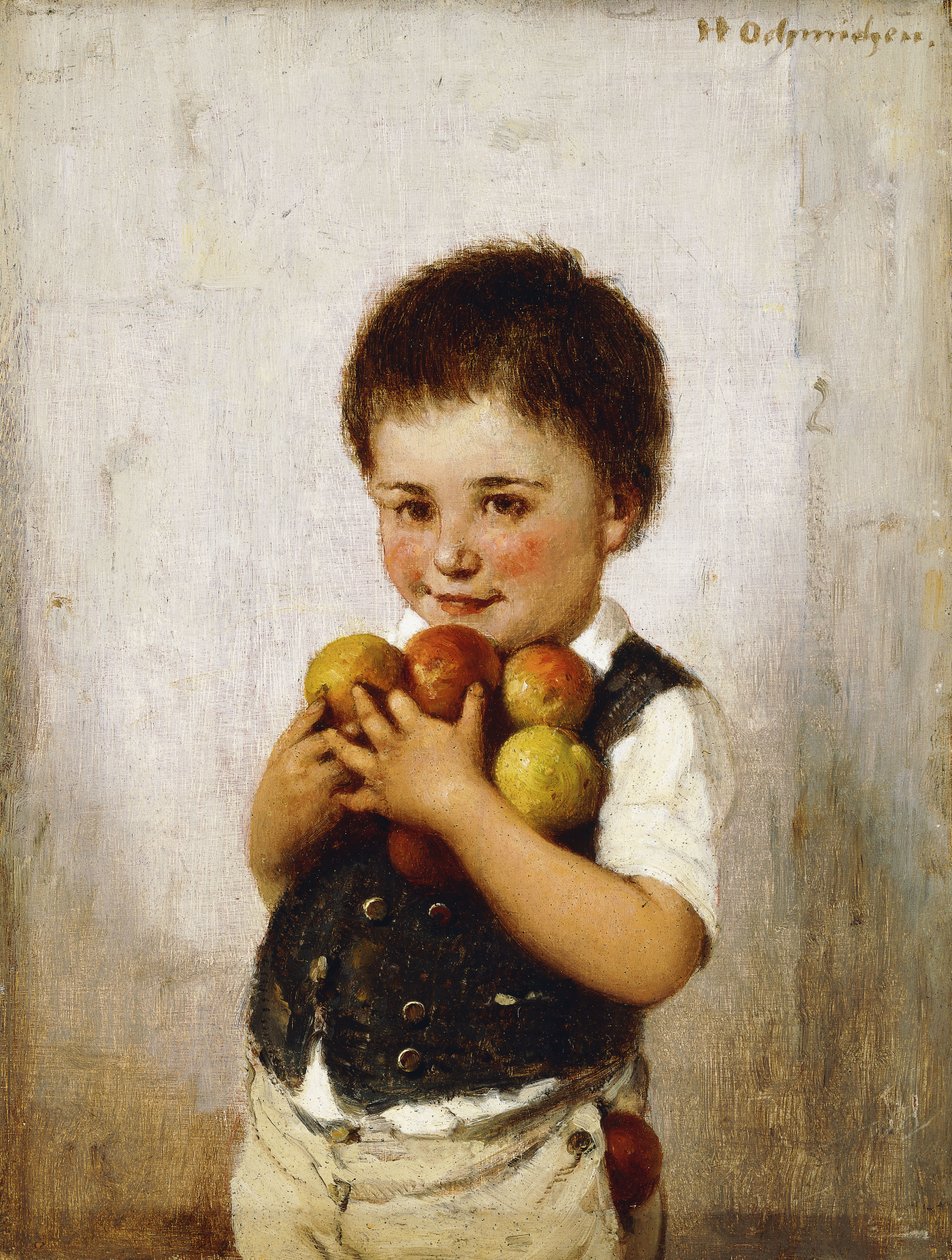 Maçãs roubadas (óleo no painel) de Hugo Oehmichen