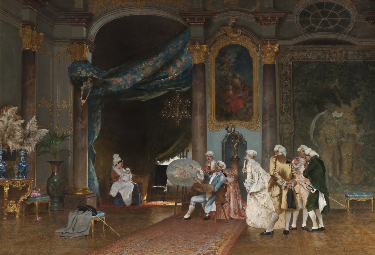 Uma reunião, c.1880 de Hugo Salmson