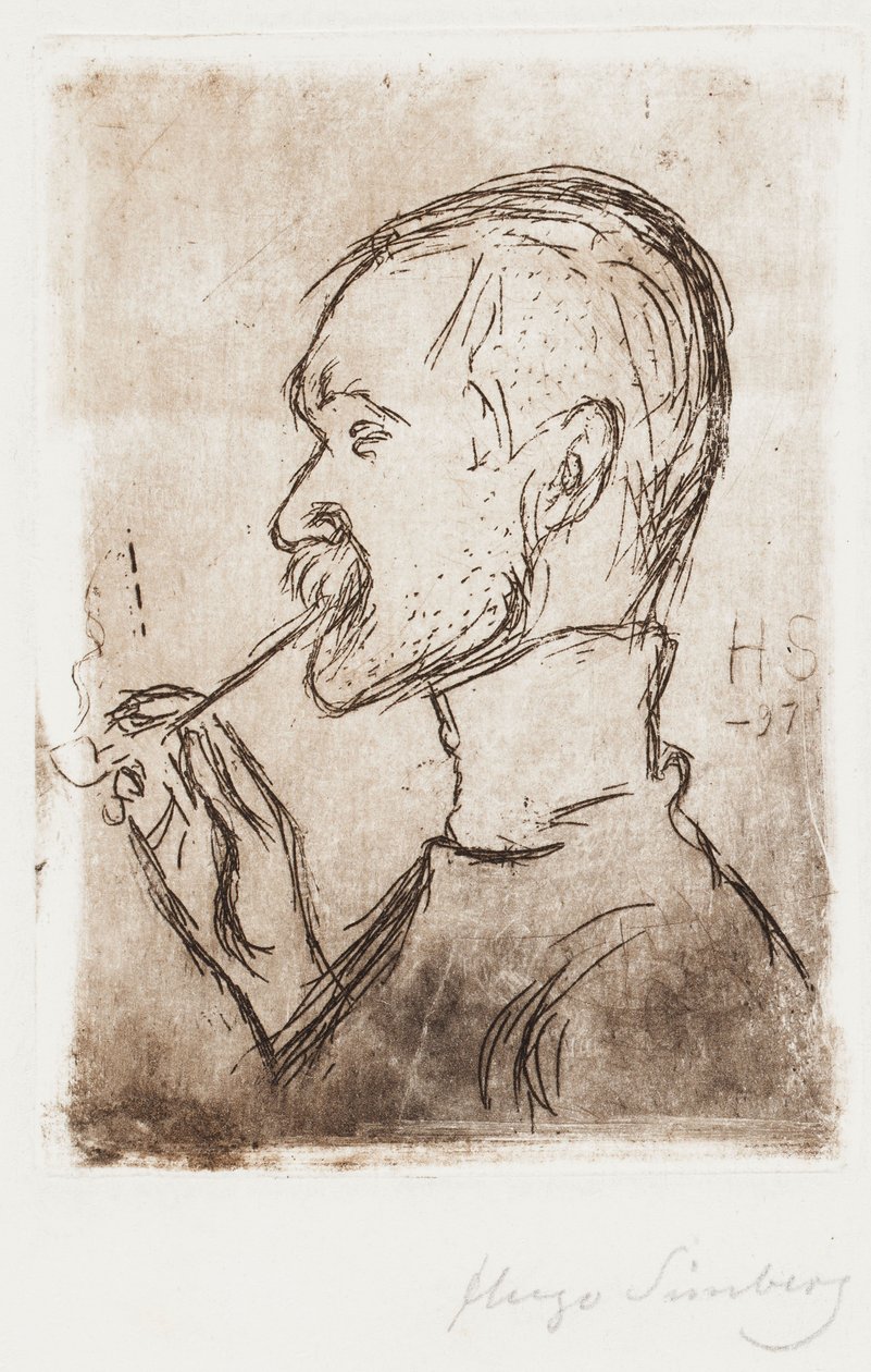 Gallen-Kallela com o seu cachimbo de Hugo Simberg