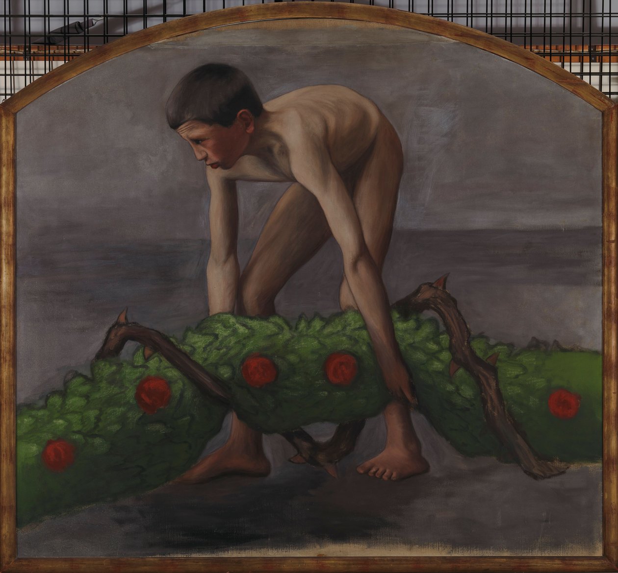 Portador de grinalda; rapaz que transporta a grinalda da vida, estudo para o fresco da catedral de Tampere de Hugo Simberg