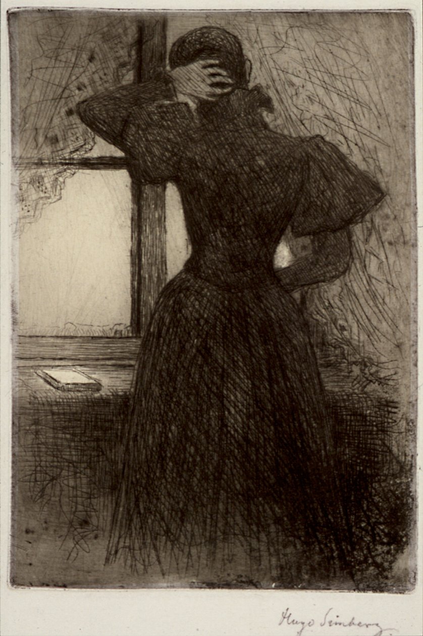 Mulher a pensar de Hugo Simberg