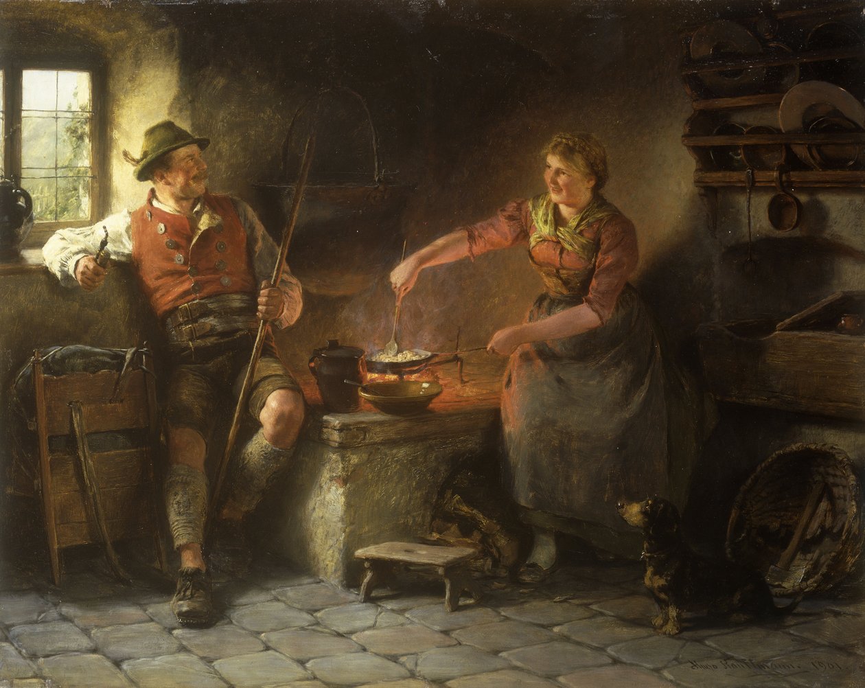 Na cozinha, 1901 de Hugo Wilhelm Kauffman