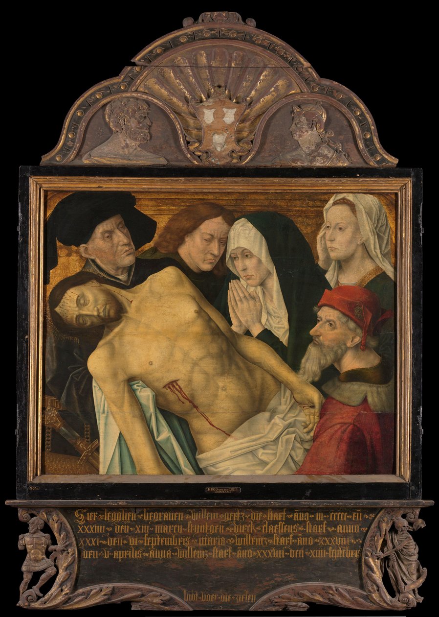 Painel central de um Memorial Triptych, anteriormente chamado de Gertz Memorial Triptych, com a Lamentação de Hugo van der Goes (copy after)