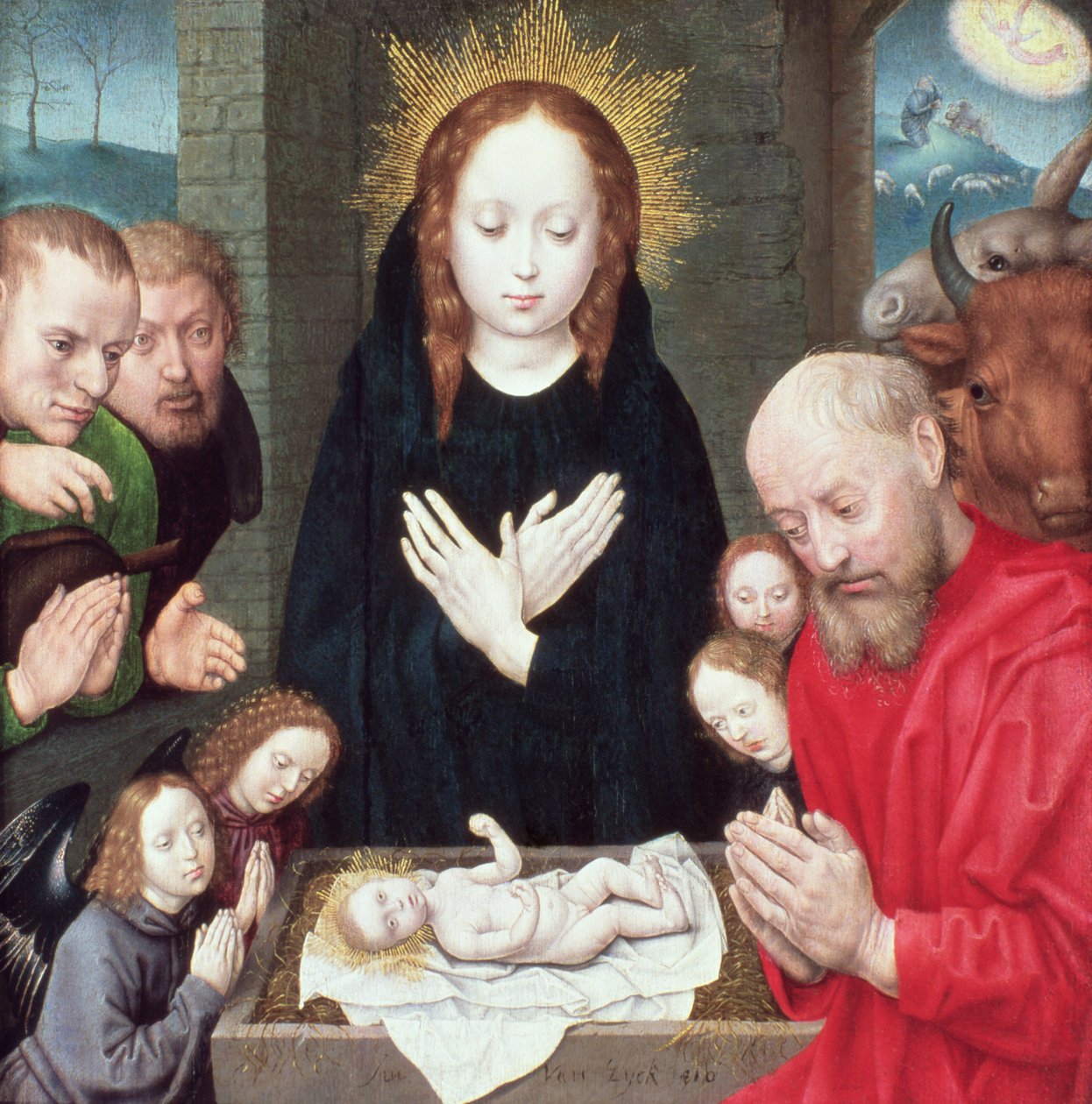 Adoração dos pastores (tempera no painel) de Hugo van der Goes
