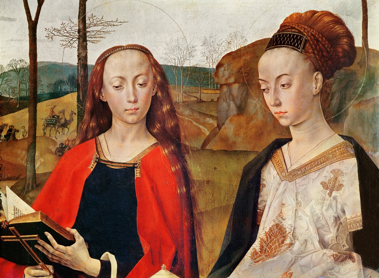 Santa Margarida e Santa Maria Madalena. Pormenor do Retábulo de Portinari. Ca. 1479. óleo sobre madeira de Hugo van der Goes