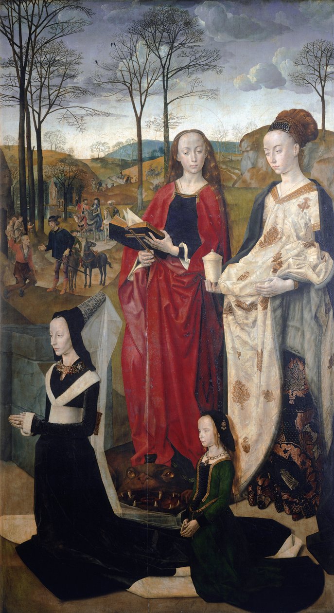 Portinari Altarpiece: a Adoração dos Pastores, detalhe da secção interna - Óleo sobre madeira de Hugo van der Goes