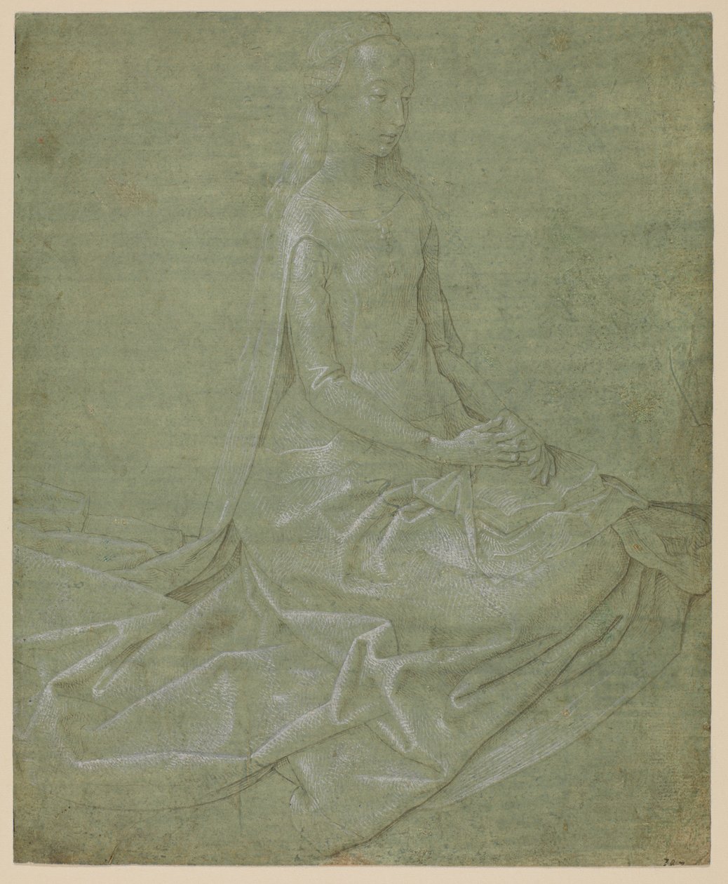 Santa fêmea sentada, 1475-1485 circa de Hugo van der Goes