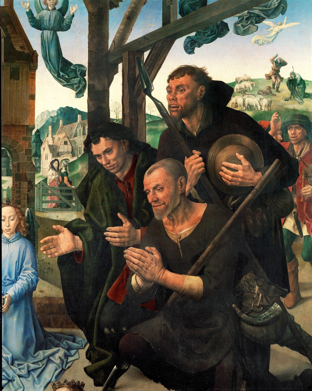Três pastores (têmpera sobre madeira) de Hugo van der Goes