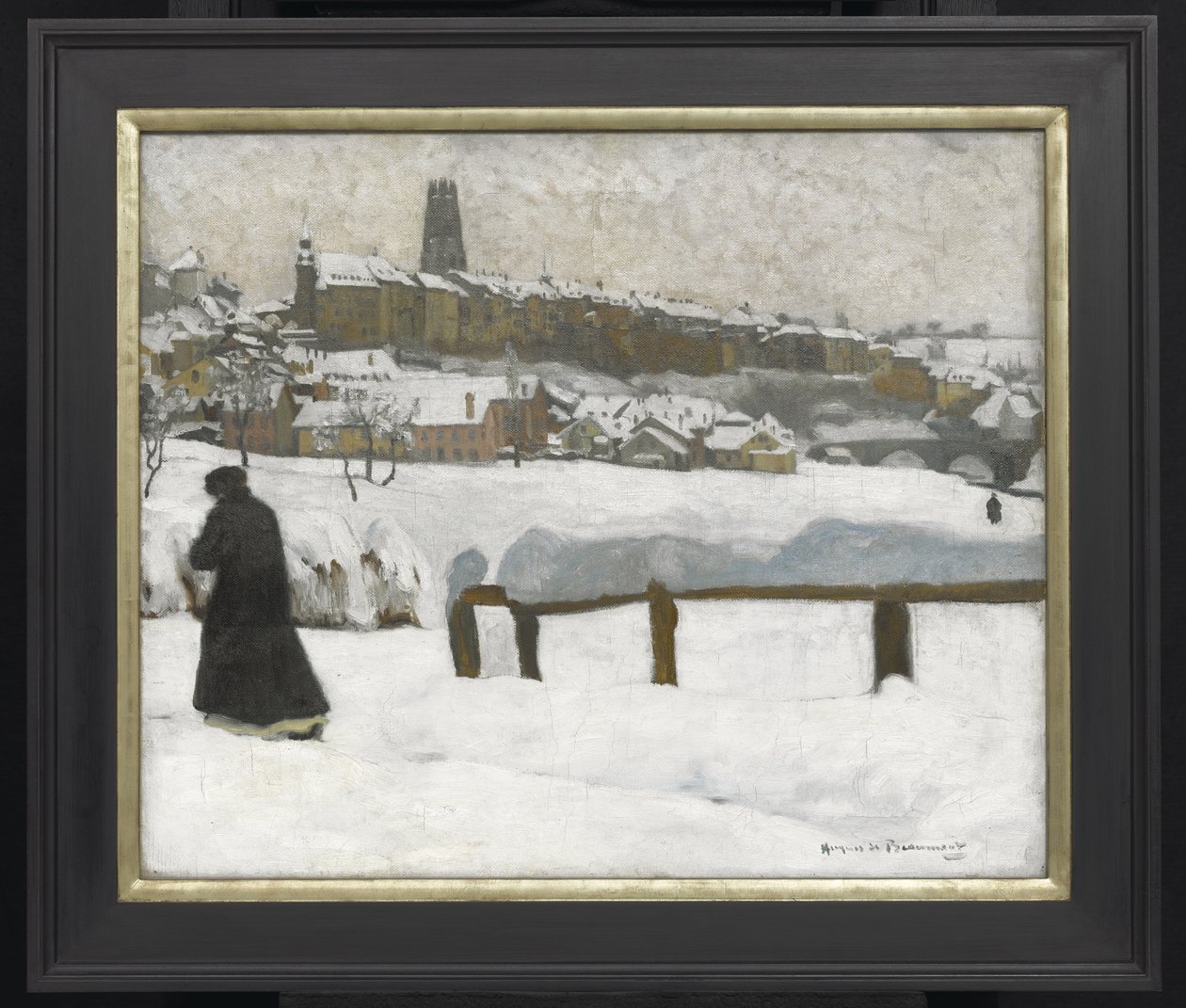 Freiburg na neve, c.1920 (óleo em canvsd) de Hugues de Beaumont
