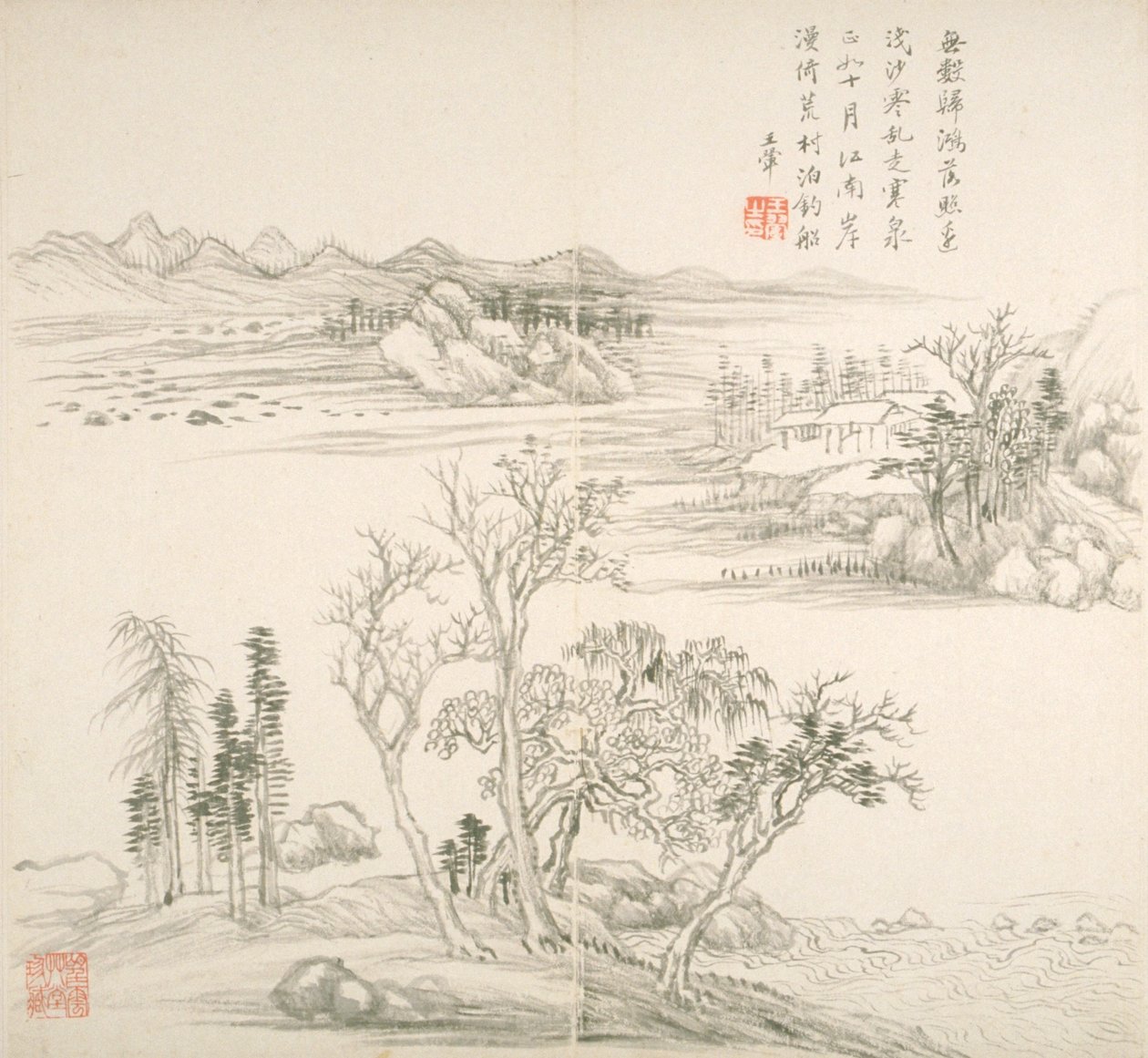 Álbum After Old Masters And Poems (álbum (10 folhas), tinta sobre papel) de Hui Wang