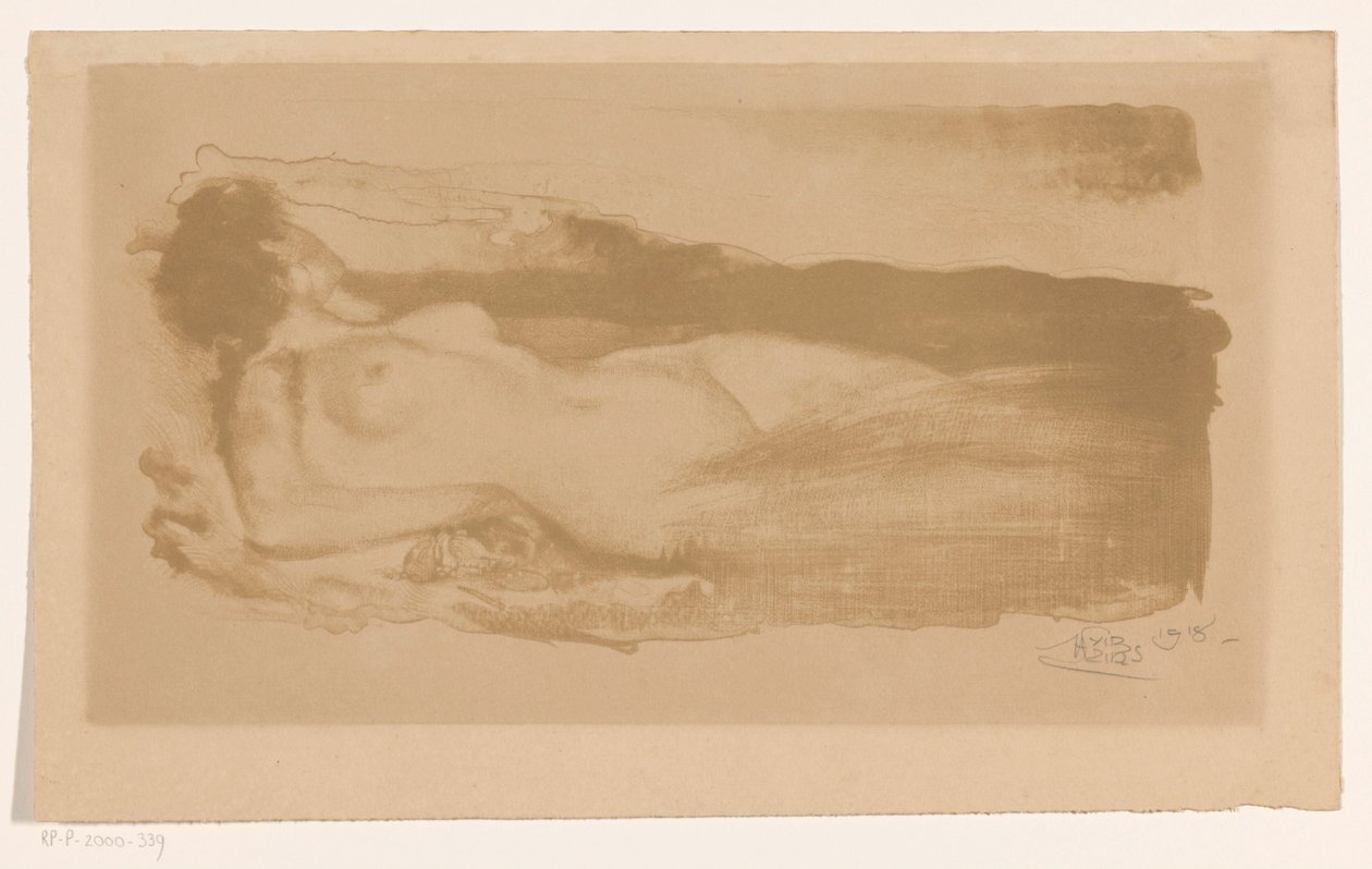 Mulher nua reclinada de Huib Luns (signed by artist)