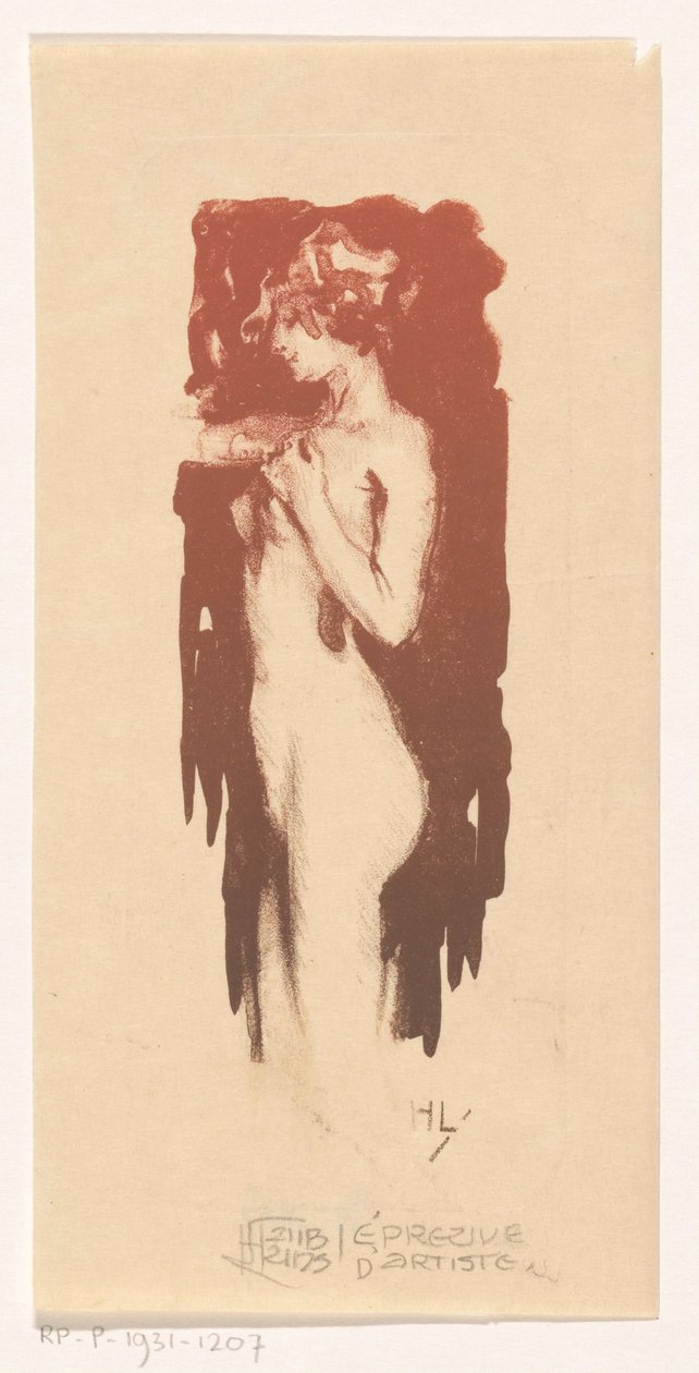 mulher nua em pé de Huib Luns (signed by artist)