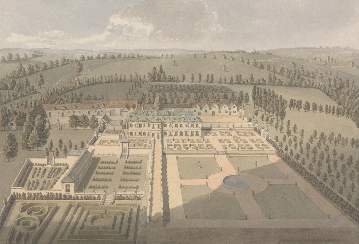 Sarsden House and Gardens, Oxfordshire: Vista em Olhos de Pássaro de Humphrey Repton